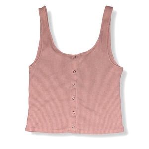 Urban Outfitters Mauve Pink Ribbed Snap Button Front Cropped Tank Top